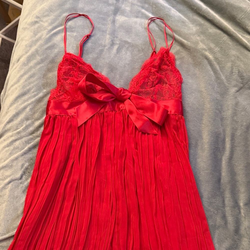 Pleated Red Lace Babydoll